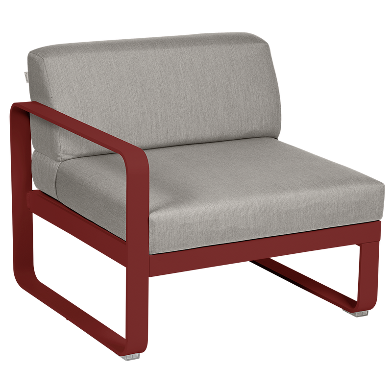 Load image into Gallery viewer, Fermob Bellevie 1-Seater Left Module – Chilli frame with Grey Taupe fabric cushions
