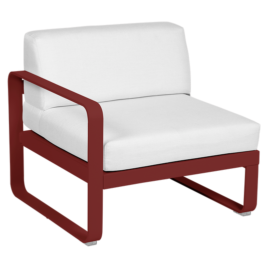 Fermob Bellevie 1-Seater Left Module – Chilli frame with Off-White fabric cushions