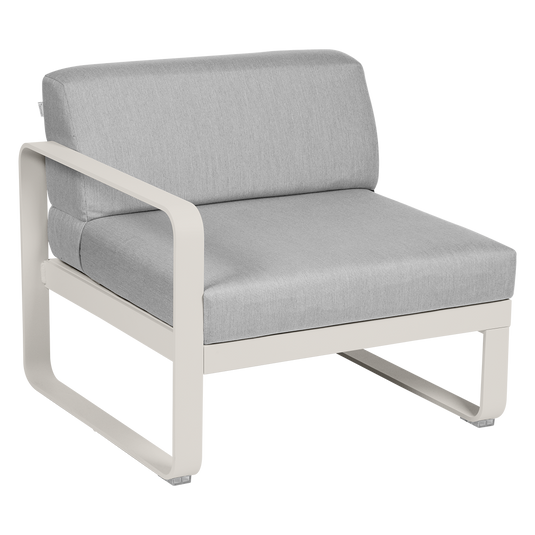 Fermob Bellevie 1-Seater Left Module – Clay Grey frame with Flannel Grey fabric cushions