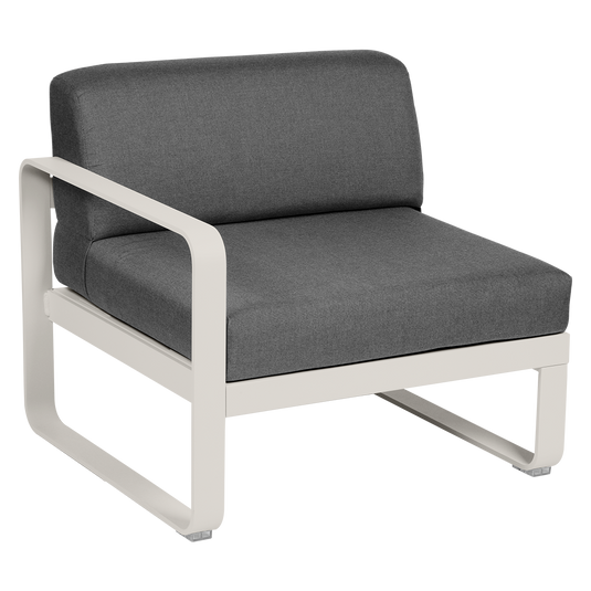 Fermob Bellevie 1-Seater Left Module – Clay Grey frame with Graphite Grey fabric cushions
