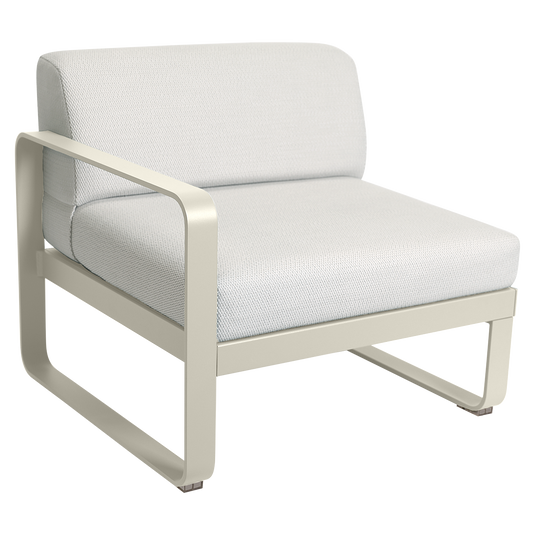 Fermob Bellevie 1-Seater Left Module – Clay Grey frame with Pearl fabric cushions