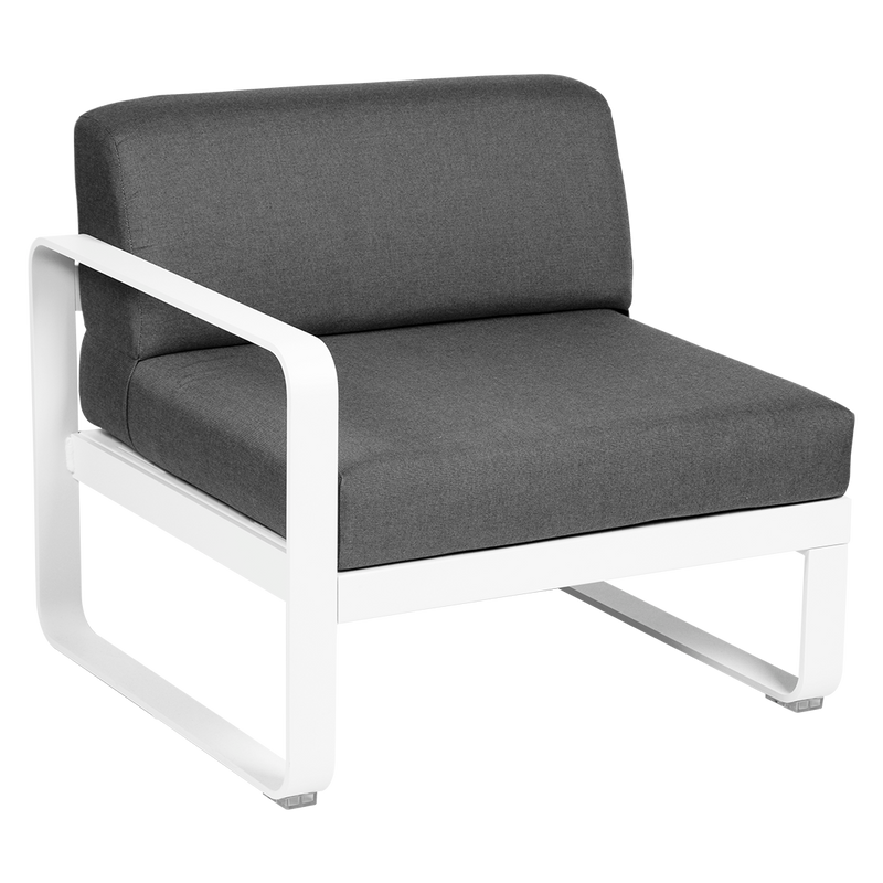Load image into Gallery viewer, Fermob Bellevie 1-Seater Left Module – Cotton White frame with Graphite Grey fabric cushions
