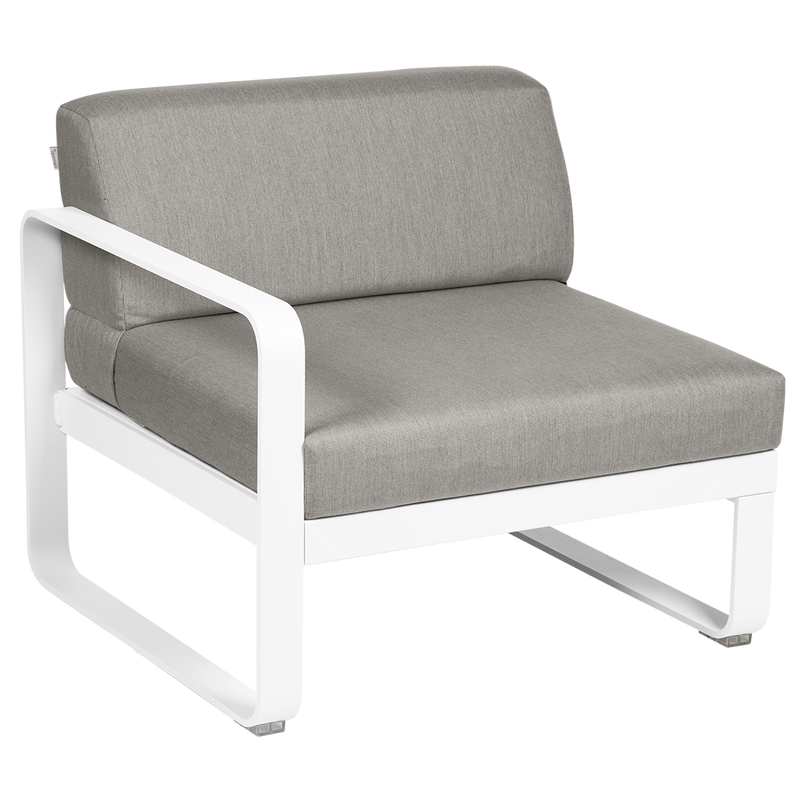 Load image into Gallery viewer, Fermob Bellevie 1-Seater Left Module – Cotton White frame with Grey Taupe fabric cushions
