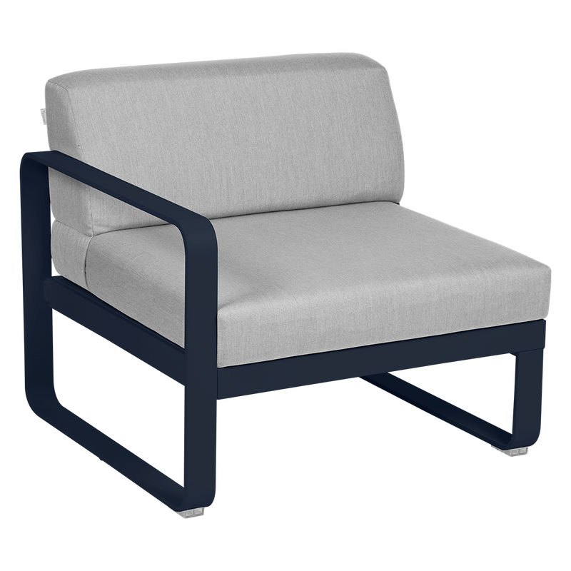 Load image into Gallery viewer, Fermob Bellevie 1-Seater Left Module – Deep Blue frame with Flannel Grey fabric cushions
