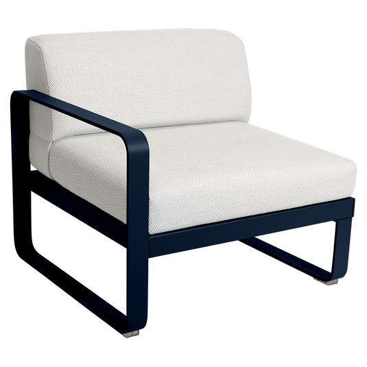 Fermob Bellevie 1-Seater Left Module – Deep Blue frame with Pearl fabric cushions