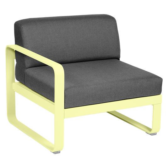 Fermob Bellevie 1-Seater Left Module – Frosted Lemon frame with Graphite Grey fabric cushions