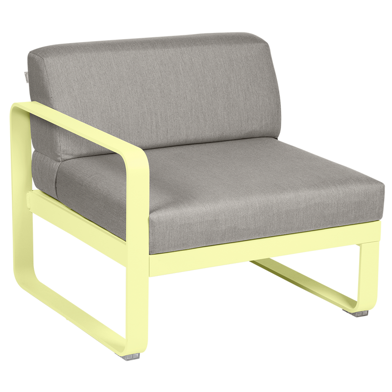 Load image into Gallery viewer, Fermob Bellevie 1-Seater Left Module – Frosted Lemon frame with Grey Taupe fabric cushions
