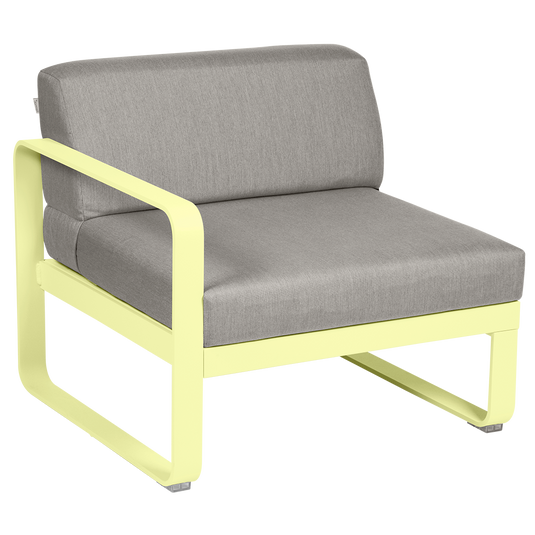 Fermob Bellevie 1-Seater Left Module – Frosted Lemon frame with Grey Taupe fabric cushions
