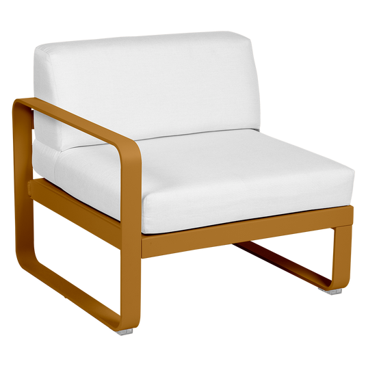 Fermob Bellevie 1-Seater Left Module – Gingerbread frame with Off-White fabric cushions