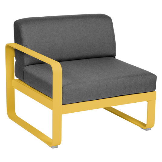 Fermob Bellevie 1-Seater Left Module – Honey frame with Graphite Grey fabric cushions