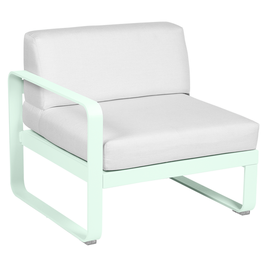 Fermob Bellevie 1-Seater Left Module – Ice Mint frame with Off-White fabric cushions