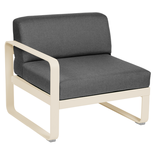 Fermob Bellevie 1-Seater Left Module – Latte Beige frame with Graphite Grey fabric cushions