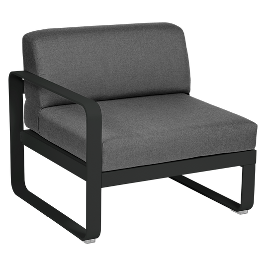 Fermob Bellevie 1-Seater Left Module – Liquorice frame with Graphite Grey fabric cushions