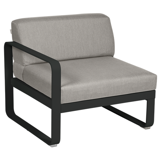 Fermob Bellevie 1-Seater Left Module – Liquorice frame with Grey Taupe fabric cushions