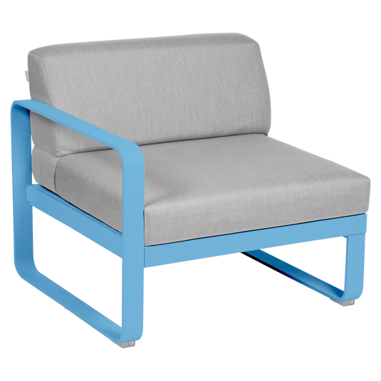 Fermob Bellevie 1-Seater Left Module – Maya Blue frame with Flannel Grey fabric cushions