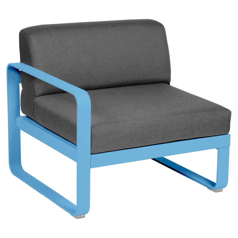 Load image into Gallery viewer, Fermob Bellevie 1-Seater Left Module – Maya Blue frame with Graphite Grey fabric cushions
