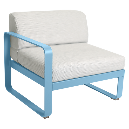Fermob Bellevie 1-Seater Left Module – Maya Blue frame with Pearl fabric cushions