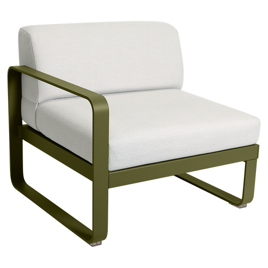 Fermob Bellevie 1-Seater Left Module – Pesto Green frame with Pearl fabric cushions
