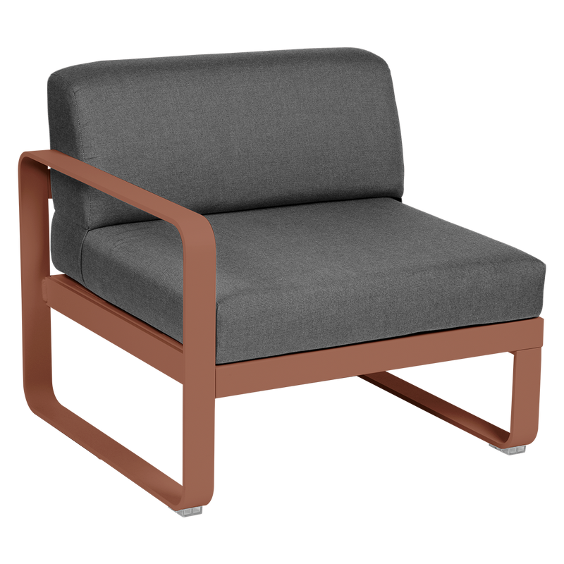 Load image into Gallery viewer, Fermob Bellevie 1-Seater Left Module – Red Ochre frame with Graphite Grey fabric cushions
