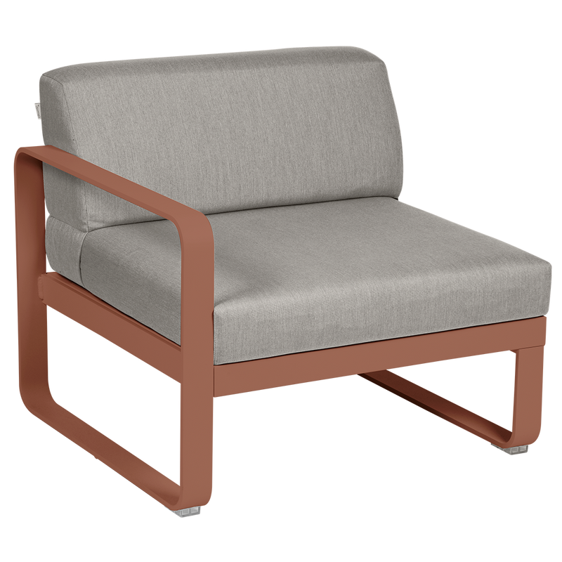 Load image into Gallery viewer, Fermob Bellevie 1-Seater Left Module – Red Ochre frame with Grey Taupe fabric cushions
