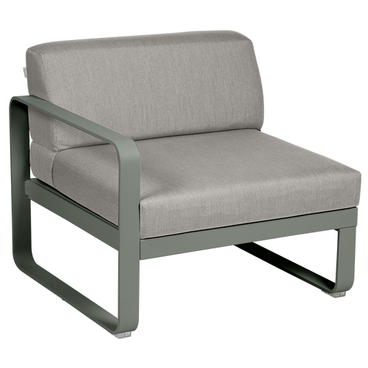 Fermob Bellevie 1-Seater Left Module – Rosemary frame with Grey Taupe fabric cushions