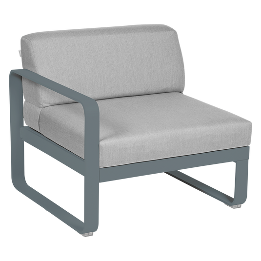 Fermob Bellevie 1-Seater Left Module – Storm Grey frame with Flannel Grey fabric cushions