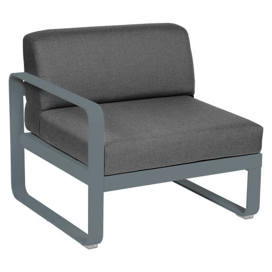 Fermob Bellevie 1-Seater Left Module – Storm Grey frame with Graphite Grey fabric cushions