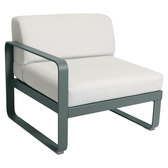 Fermob Bellevie 1-Seater Left Module – Storm Grey frame with Pearl fabric cushions