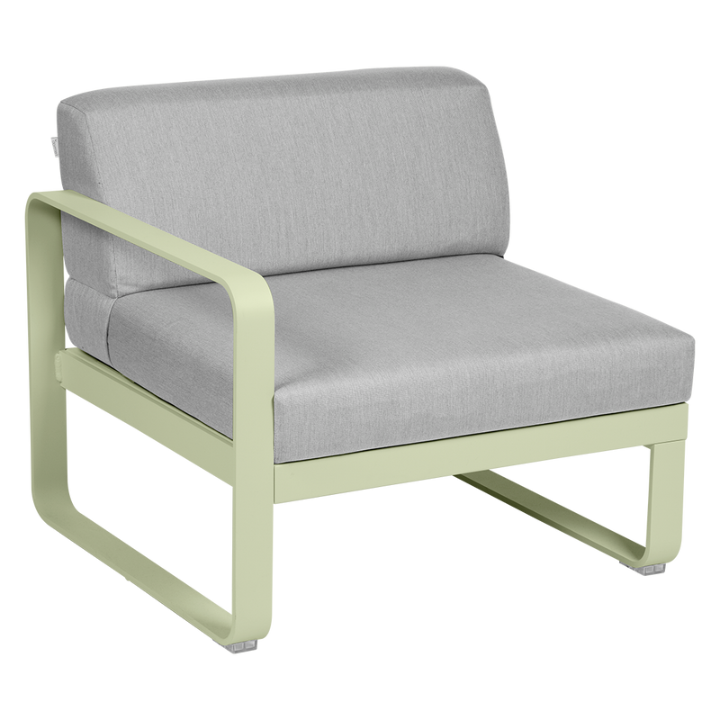 Load image into Gallery viewer, Fermob Bellevie 1-Seater Left Module – Willow Green frame with Flannel Grey fabric cushions
