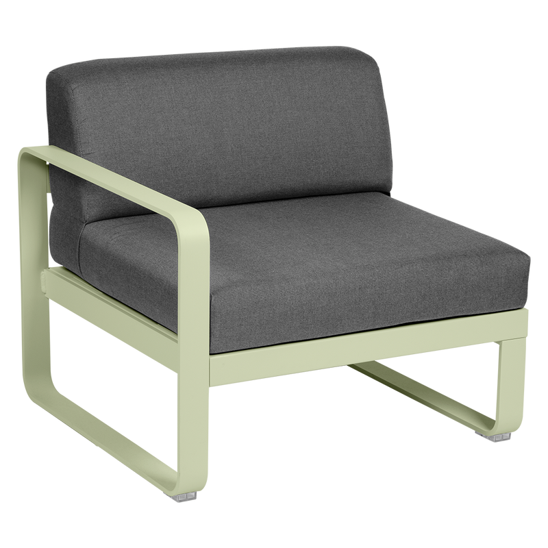 Load image into Gallery viewer, Fermob Bellevie 1-Seater Left Module – Willow Green frame with Graphite Grey fabric cushions

