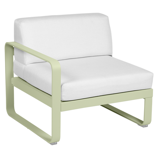 Fermob Bellevie 1-Seater Left Module – Willow Green frame with Off-White fabric cushions