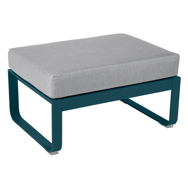 Load image into Gallery viewer, Fermob Bellevie 1-seater ottoman– Acapulco Blue frame with Flannel Grey fabric cushions
