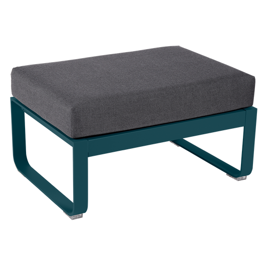 Fermob Bellevie 1-seater ottoman– Acapulco Blue frame with Graphite Grey fabric cushions