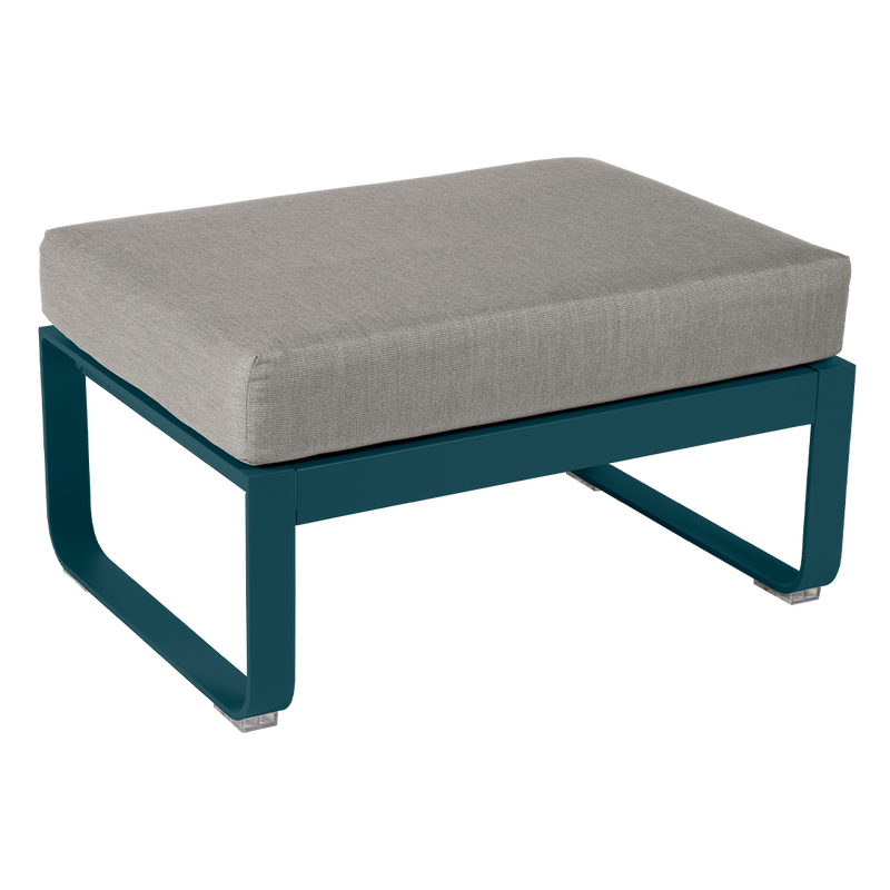 Load image into Gallery viewer, Fermob Bellevie 1-seater ottoman– Acapulco Blue frame with Grey Taupe fabric cushions
