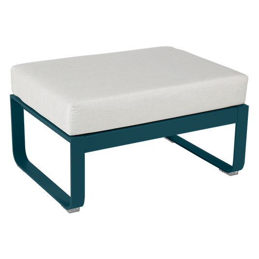 Fermob Bellevie 1-seater ottoman– Acapulco Blue frame with Off-White fabric cushions