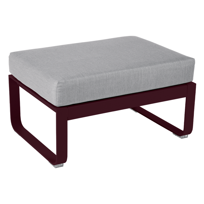 Load image into Gallery viewer, Fermob Bellevie 1-seater ottoman– Black Cherry frame with Flannel Grey fabric cushions

