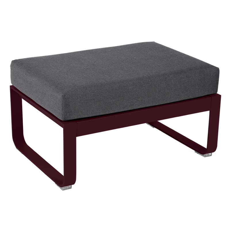 Load image into Gallery viewer, Fermob Bellevie 1-seater ottoman– Black Cherry frame with Graphite Grey fabric cushions
