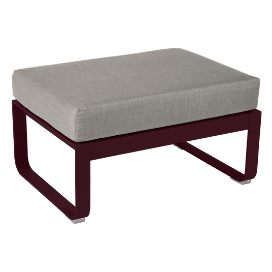 Fermob Bellevie 1-seater ottoman– Black Cherry frame with Grey Taupe fabric cushions