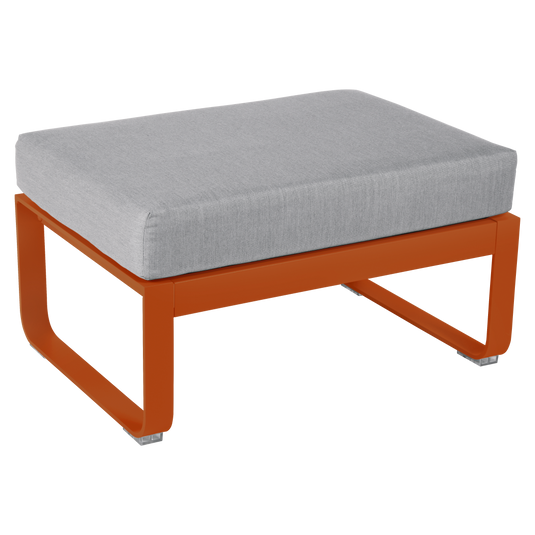 Fermob Bellevie 1-seater ottoman– Candied Orange frame with Flannel Grey fabric cushions
