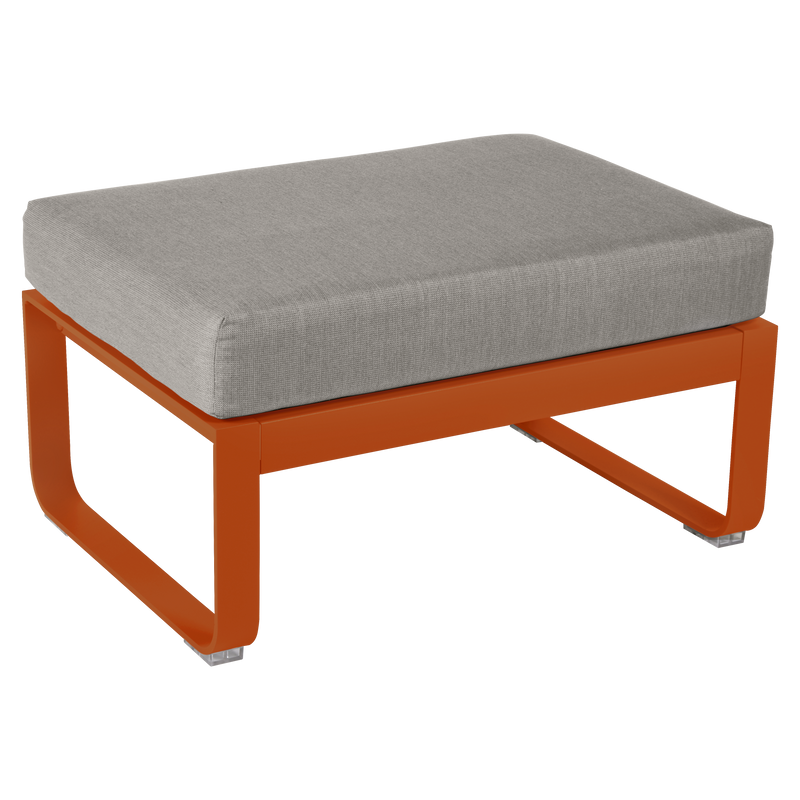 Load image into Gallery viewer, Fermob Bellevie 1-seater ottoman– Candied Orange frame with Grey Taupe fabric cushions
