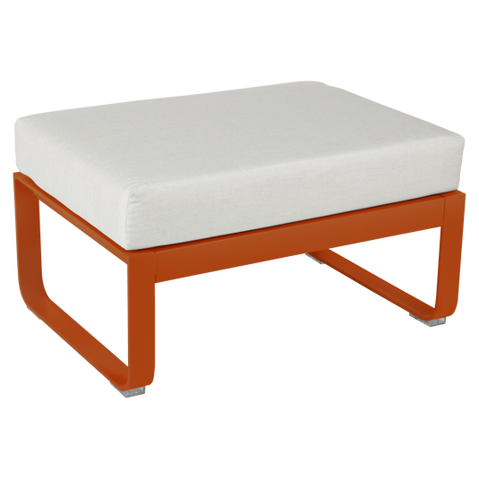 Fermob Bellevie 1-seater ottoman– Candied Orange frame with Off-White fabric cushions