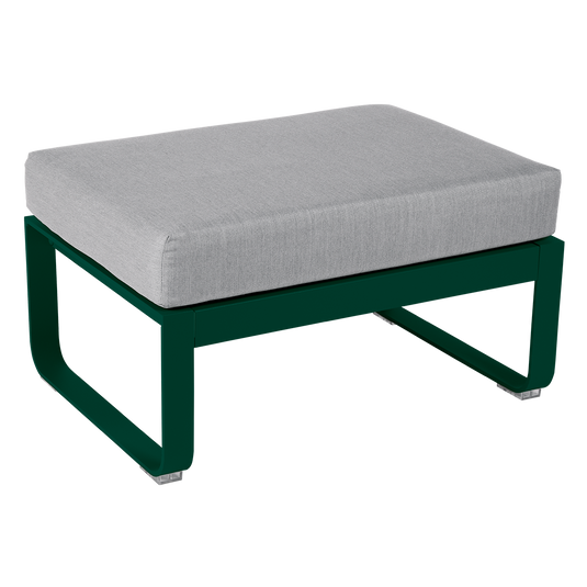Fermob Bellevie 1-seater ottoman– Cedar Green frame with Flannel Grey fabric cushions