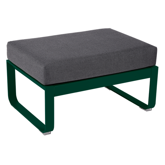 Fermob Bellevie 1-seater ottoman– Cedar Green frame with Graphite Grey fabric cushions