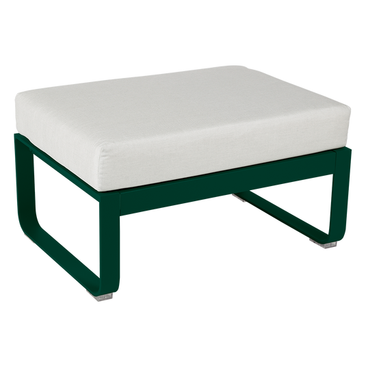 Fermob Bellevie 1-seater ottoman– Cedar Green frame with Off-White fabric cushions