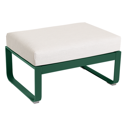 Fermob Bellevie 1-seater ottoman– Cedar Green frame with Pearl fabric cushions
