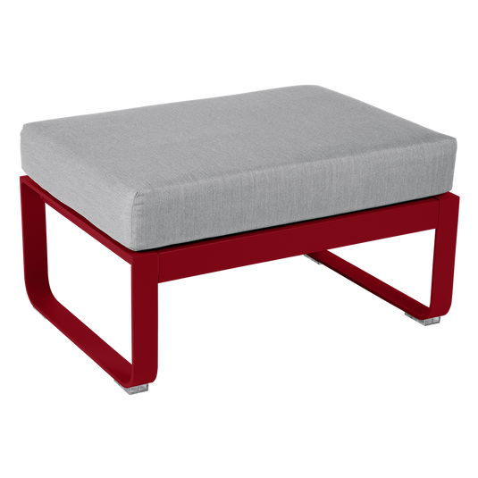 Fermob Bellevie 1-seater ottoman– Chilli frame with Flannel Grey fabric cushions