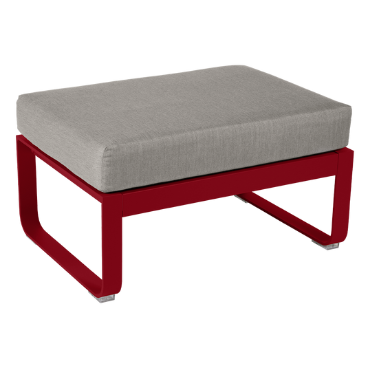 Fermob Bellevie 1-seater ottoman– Chilli frame with Grey Taupe fabric cushions