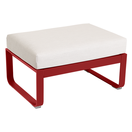 Fermob Bellevie 1-seater ottoman– Chilli frame with Pearl fabric cushions