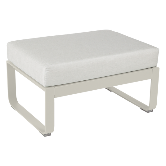 Fermob Bellevie 1-seater ottoman– Clay Grey frame with Off-White fabric cushions