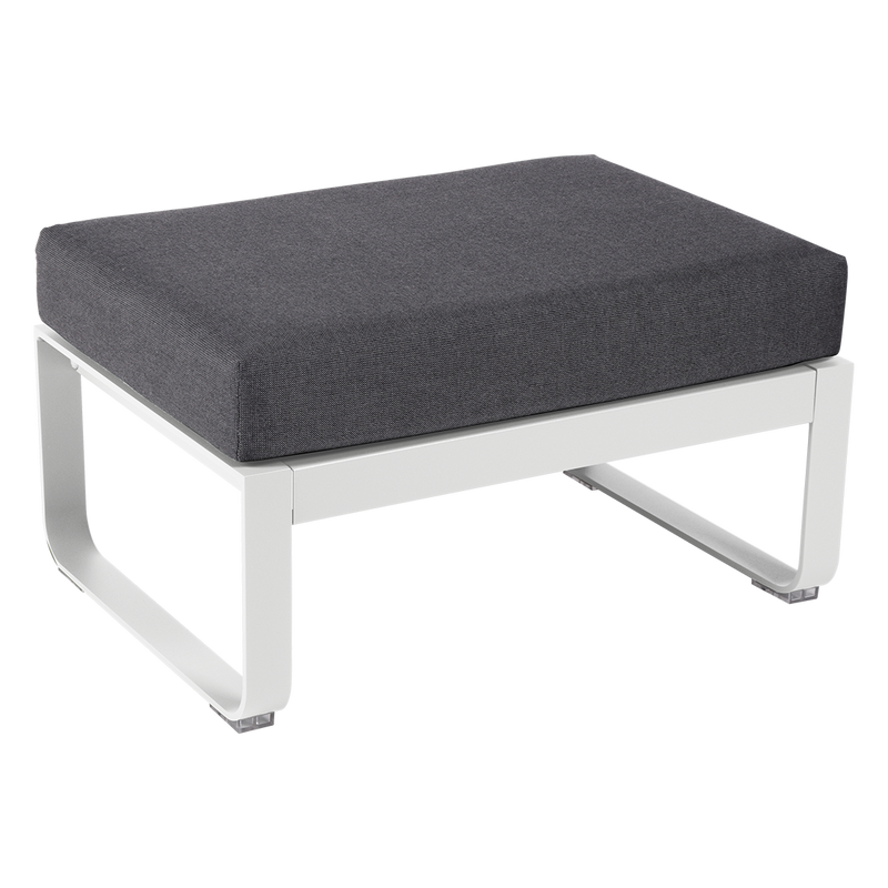 Load image into Gallery viewer, Fermob Bellevie 1-seater ottoman– Cotton White frame with Graphite Grey fabric cushions
